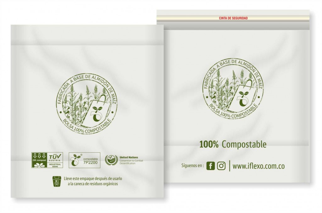 BOLSA DOMICILIO COMPOSTABLE PEQUEÑO - 30x30+4+7