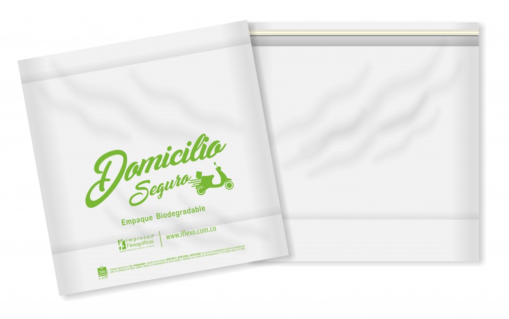 Bolsa Biodegradable Domicilio Seguro Grande - 39 X 36 + 4 + 7