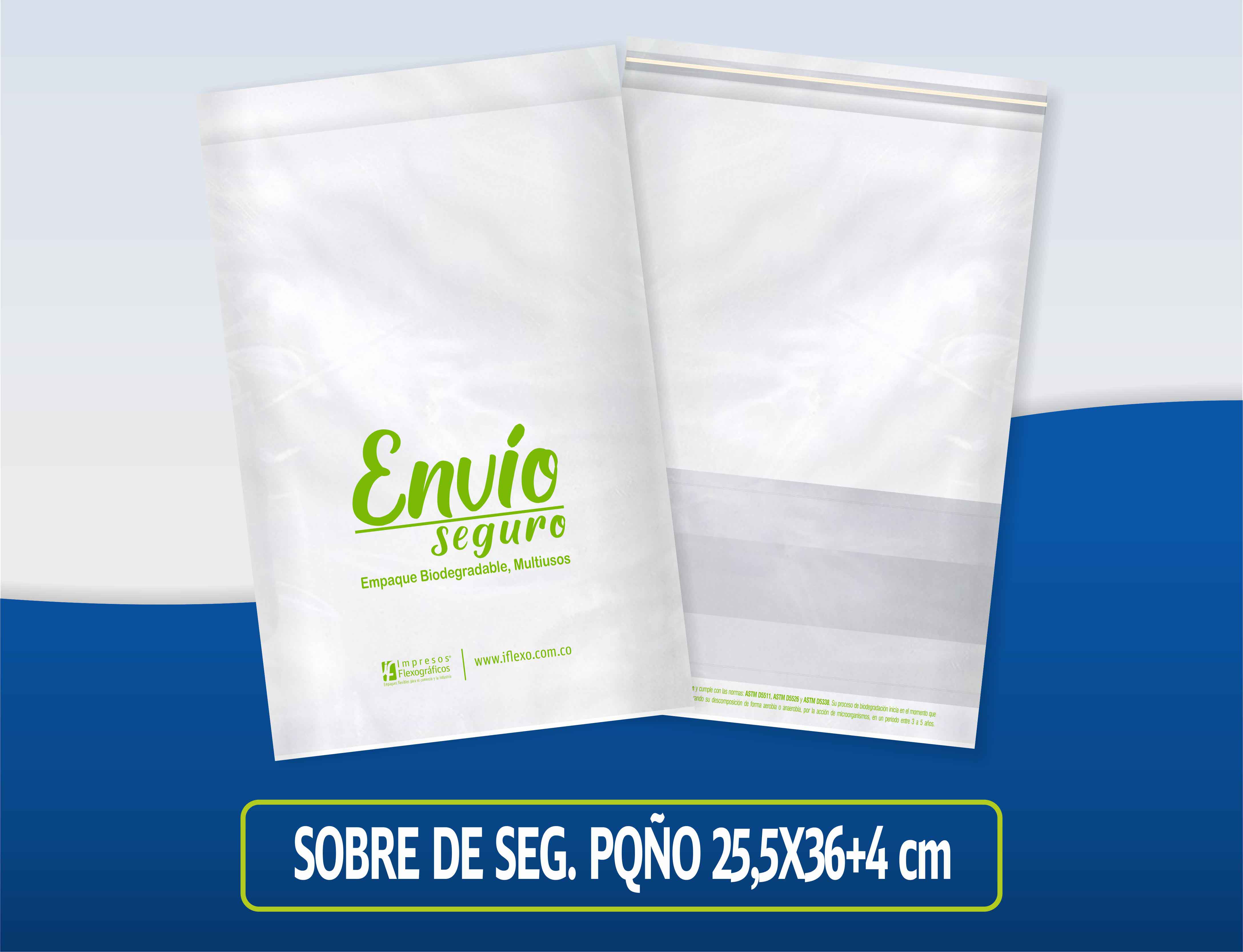 Sobre Biodegradable Envío Seguro Pequeño - 25 X 36 + 4